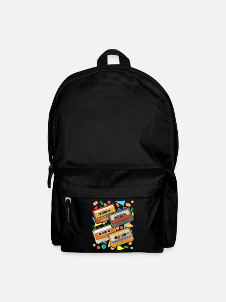80s Theme Party Gift Retro Music Cassette - Backpack - black