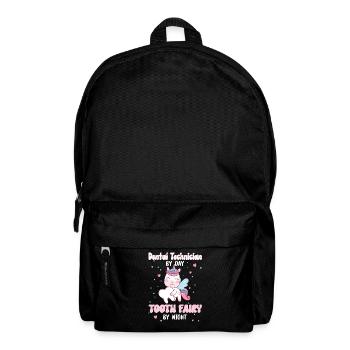 Am Tag Zahntechniker in der Nacht Zahnfee Einhorn - Rucksack - Schwarz - Vorne