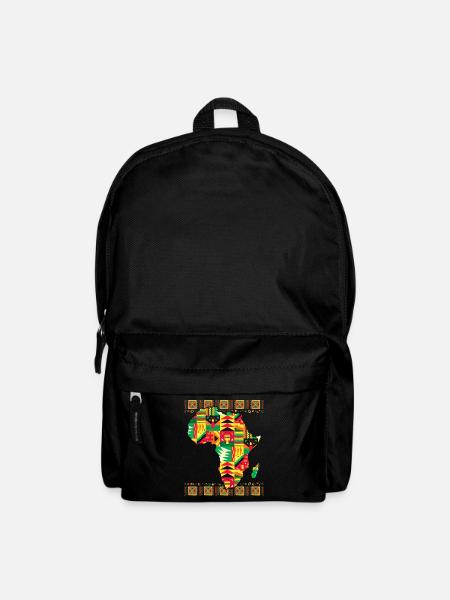 African Map Kente Art Black Afro - Backpack - black