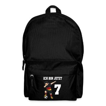 Fußballer 7 Jahre alt Jungen Deutschland Fußball - Rucksack - Schwarz - Vorne