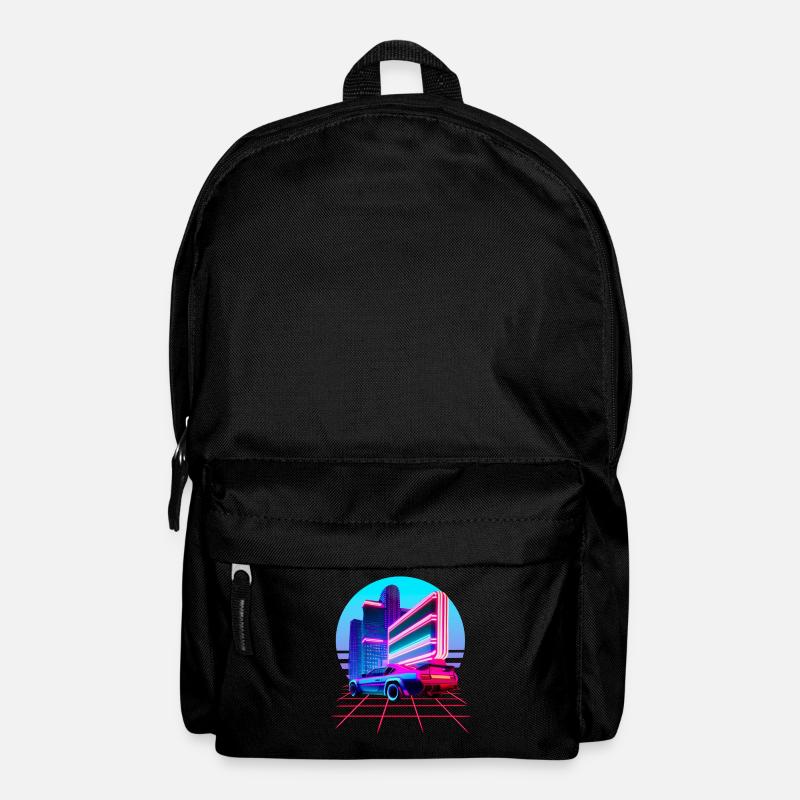 Retro Wave 80s Skyline Electro-Wave Vaporwave - Backpack - black