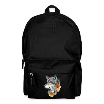 Wolf Wolfskopf Natur Wildnis Wald Bäume Kunst - Rucksack - Schwarz - Vorne