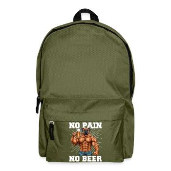 Bodybuilder Gym Bier No Pain No Beer - Backpack - olive green - Front