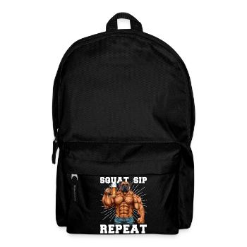 Bodybuilder Gym Beer Squat Sip Repeat - Backpack - black - Front