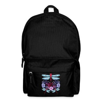 Insect Lover Gift Colorful Flower Dragonfly - Backpack - black - Front