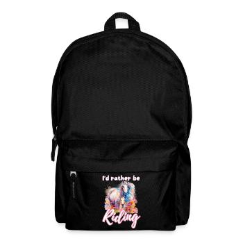Ich würde lieber reiten reiten Mädchen Splash Art - Rucksack - Schwarz - Vorne