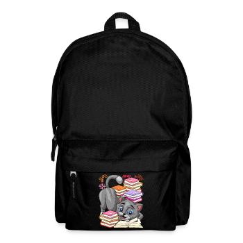 Leseratte Katze Geschenk Farbenfrohes Bücher Lesen - Rucksack - Schwarz - Vorne