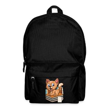 Bücher Lesen Leseratte Geschenk Süßes Katze - Rucksack - Schwarz - Vorne