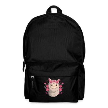 Blumen Alpaka Zoo Tier Geschenk Niedliches Lama - Rucksack - Schwarz - Vorne