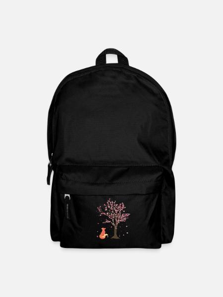 Sakura Baum Wald Tier Geschenk Kirschblüten Fuchs - Rucksack - Schwarz