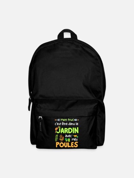 Humour Jardinier Retraite Mon jardin et mes Poules - Sac à dos - noir