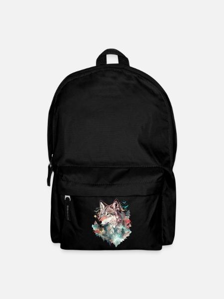 Loup tête de loup Nature nature sauvage aventure forêt Art - Sac à dos - noir