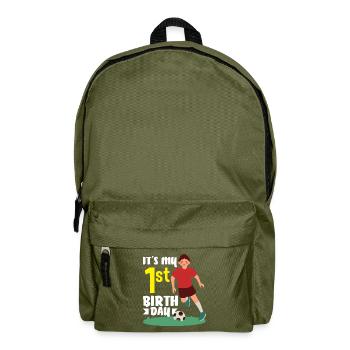 1st Birthday 1 Year Soccer Soccer Player - Backpack - olive green - Front