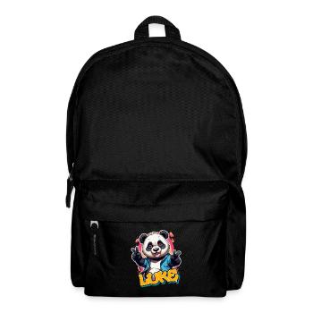 LUKE - Schöner Jungen Name mit Coolem Panda - Rucksack - Schwarz - Vorne
