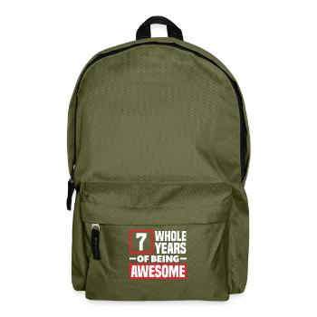 7th Birthday Children's Birthday Party - Backpack - olive green - Front