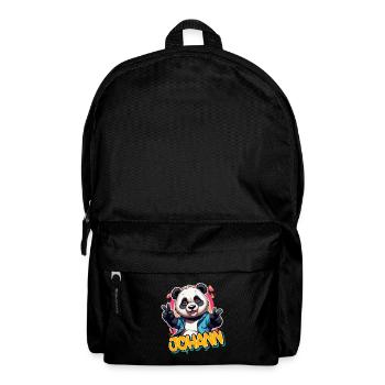 JOHANN - Beau prénom de garçon avec un panda cool - Sac à dos - noir - Devant