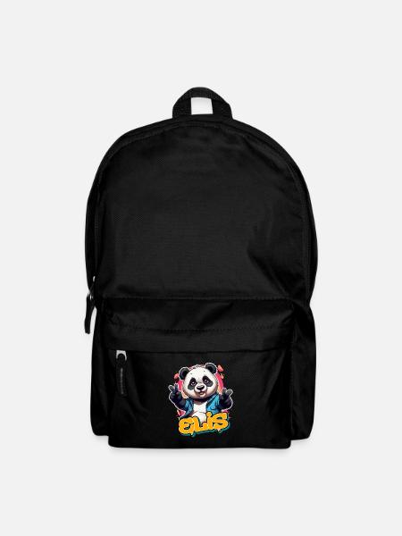 ELIS - Schöner Jungen Name mit coolem Panda - Rucksack - Schwarz