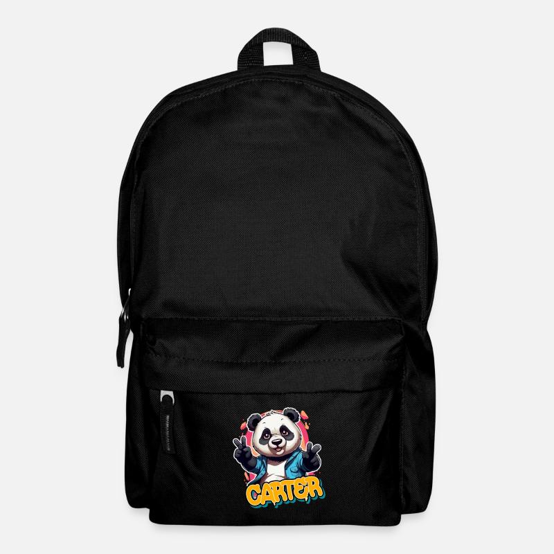 CARTER - Handsome Boy Name With Cool Panda - Backpack - black