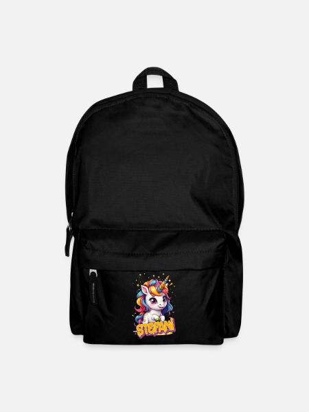 STEFANI - Schöner Mädchen Name mit süßem Einhorn - Rucksack - Schwarz