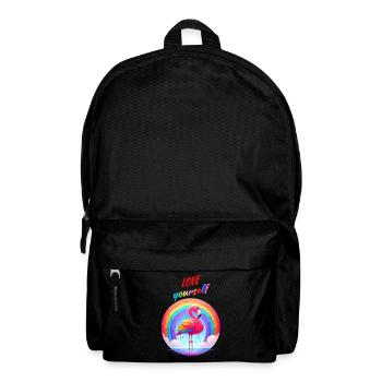 Mois de la fierté Flamingo Rainbow Love Yourself Fun - Sac à dos - noir - Devant