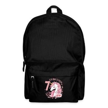 7ème anniversaire fille 7 ans cheval chevaux licorne - Sac à dos - noir - Devant