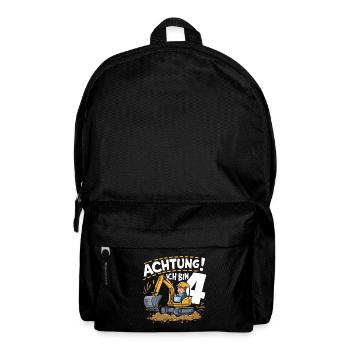 4. Geburtstag Junge 4 Jahre Bagger Baustelle - Rucksack - Schwarz - Vorne