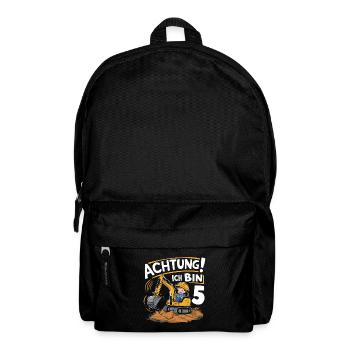 5. Geburtstag Junge 5 Jahre Bagger Baustelle - Rucksack - Schwarz - Vorne