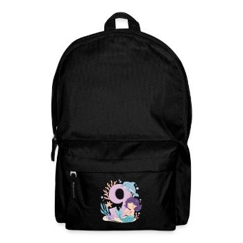 9th Birthday Girl 9 Years Mermaid Party - Backpack - black - Front