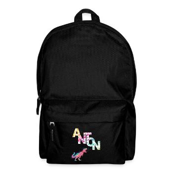 ANTON - Beau prénom de garçon avec dinosaure - Sac à dos - noir - Devant