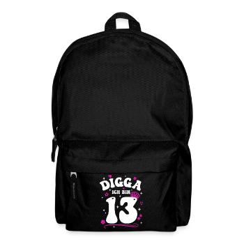 Mädchen 13. Geburtstag Mädchen Digga ich bin 13 - Rucksack - Schwarz - Vorne