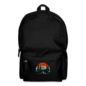 Rétro Soleil Montagnes Forêt Nature Randonnée en plein air - Sac à dos - noir - Devant