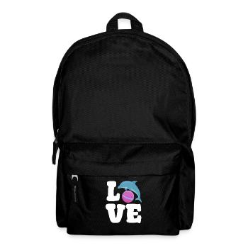 Liebe Delfin Mit Ball Niedlich Ozean - Rucksack - Schwarz - Vorne