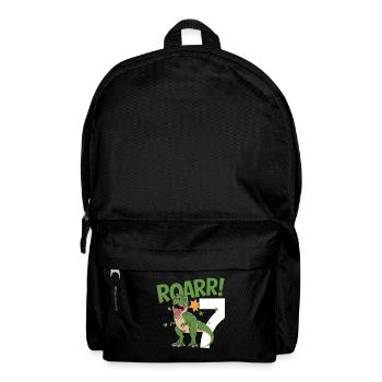7th Birthday 7 Years Dino Dinosaur Fan - Backpack - black - Front