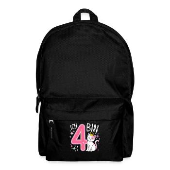 4th Birthday Cat Kitten Children's Birthday Party - Backpack - black - Front