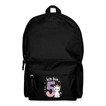 5th Birthday Cat Kitten Children's Birthday Party - Backpack - black - Front
