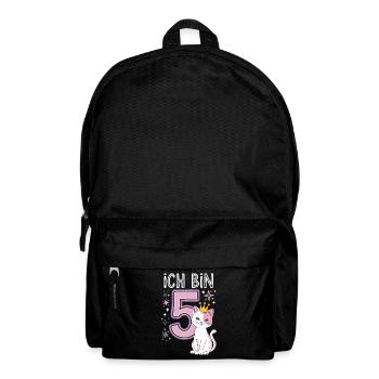 5th Birthday Cat Kitten Children's Birthday Party - Backpack - black - Front