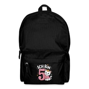5th Birthday Cat Kitten Children's Birthday Party - Backpack - black - Front