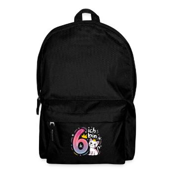 6th Birthday Cat Kitten Children's Birthday Party - Backpack - black - Front