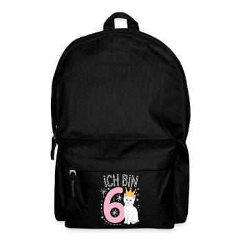 6th Birthday Cat Kitten Children's Birthday Party - Backpack - black - Front