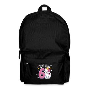 6th Birthday Cat Kitten Children's Birthday Party - Backpack - black - Front