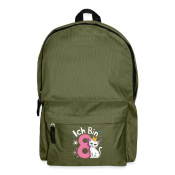 8. Geburtstag Katze Kätzchen Kindergeburtstag - Rucksack - Olivgrün - Vorne
