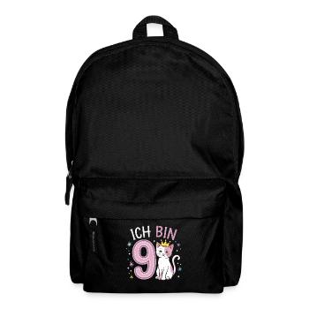 9th Birthday Cat Kitten Children's Birthday - Backpack - black - Front