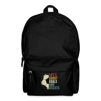 Life's About Goals And Assists Retro Fußball - Rucksack - Schwarz - Vorne