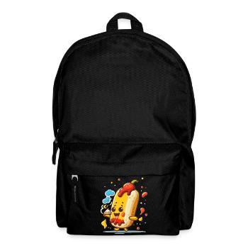Verspielte Freuden: Cartoon Hot Dog mit Ketchup und - Rucksack - Schwarz - Vorne