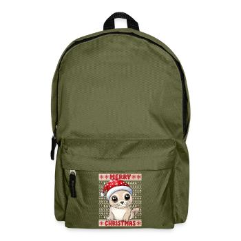 Robbe Seerobbe Ugly Christmas Weihnachten Xmas Süß - Rucksack - Olivgrün - Vorne