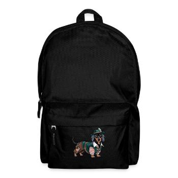 Teckel bavarois Chemise rouge blanche Costume traditionnel Bavière - Sac à dos - noir - Devant