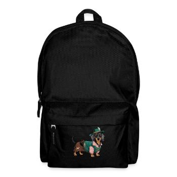 Teckel bavarois Chemise rouge blanche Costume traditionnel Bavière - Sac à dos - noir - Devant