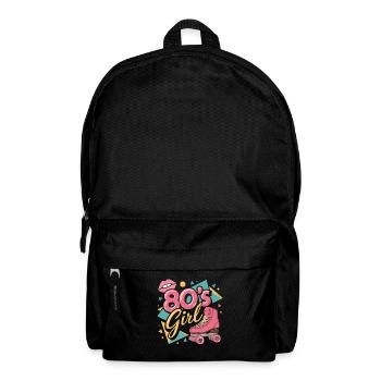 Retro 80er Jahre Girl Roller Skate Rollschuhe - Rucksack - Schwarz - Vorne