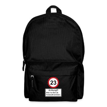 23 Attention : ne remplissez que de la bière comme carburant - Sac à dos - noir - Devant