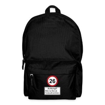 26 Achtung nur Bier als Treibstoff einfüllen - Rucksack - Schwarz - Vorne